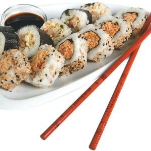 California Sushi Rolls on Dish with Sauce and Chop Sticks Food Picture