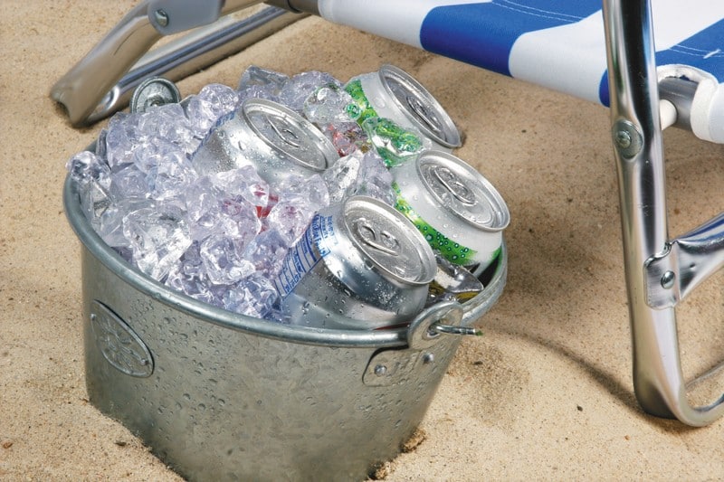 Cans of Soda in Bucket of Ice at The Beach Food Picture