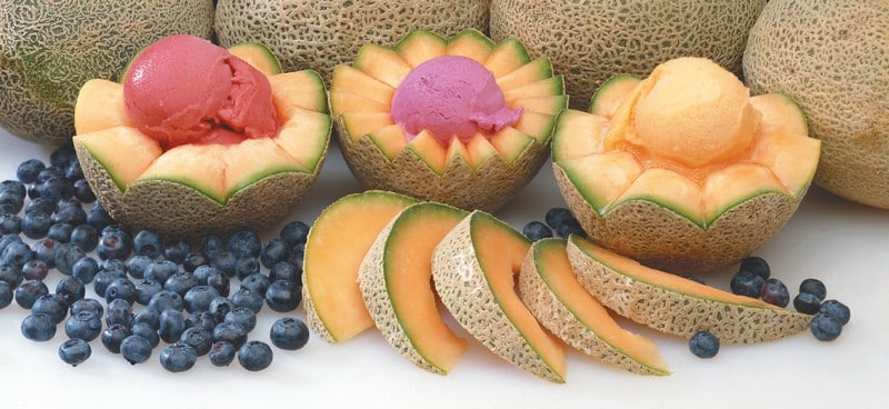 2 Styled Cantaloupe with Sorbet Food Picture