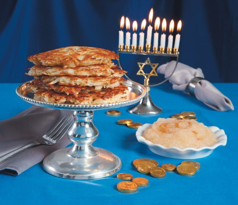 Chanukah on Blue Cloth Food Picture