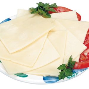 Sliced White American Cheese with Garnish and Tomato on Decorative Plate Food Picture