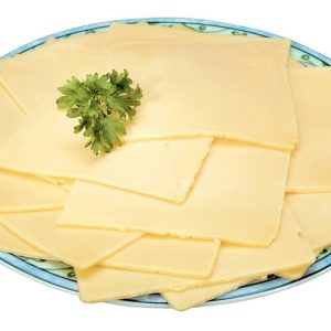 Yellow Sliced American Cheese with Garnish on Decorative Plate Food Picture