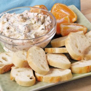 Crackers with Cheese Dip and Clementines Food Picture