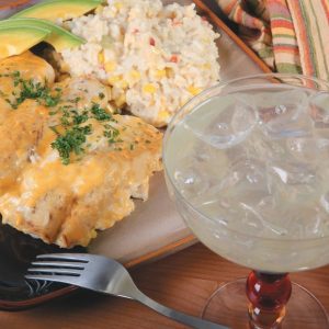 Cheese Enchiladas on a Plate with Margarita Food Picture