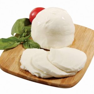 Mozzarella Ball with Tomato and Basil on Wooden Surface Food Picture