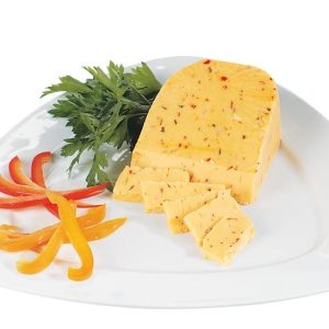 Pepper Cheese with Garnish on White Plate Food Picture