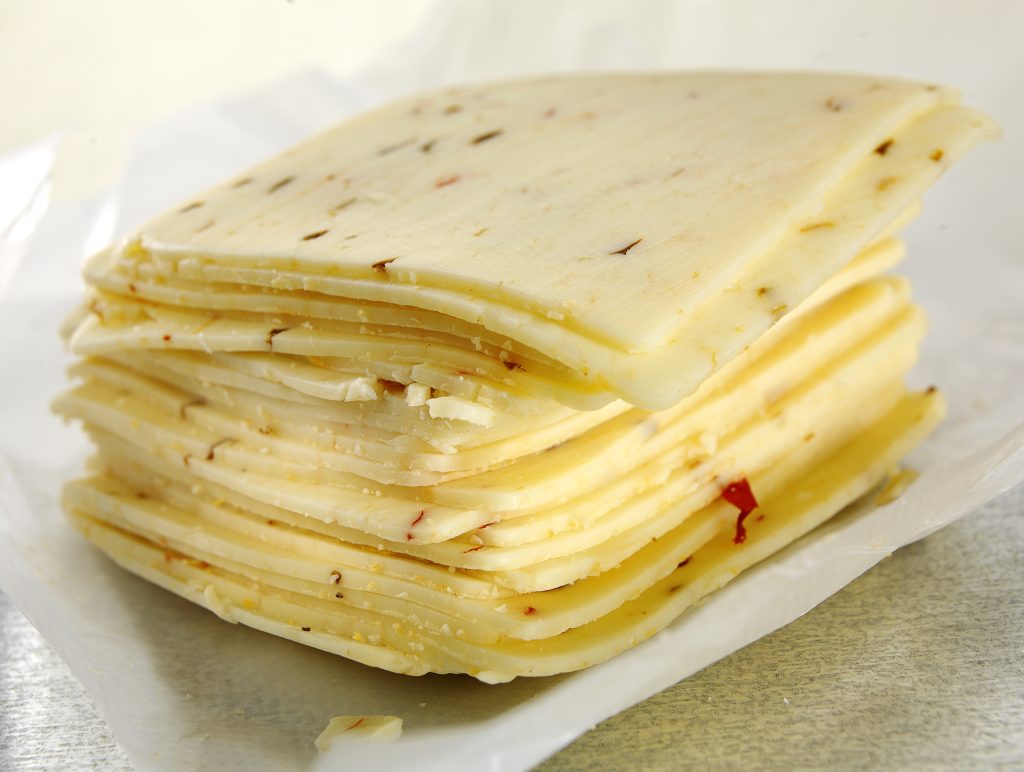 Stack of Sliced Pepper Jack Cheese Food Picture