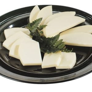 Provolone Cheese with Garnish on Black Plate Food Picture