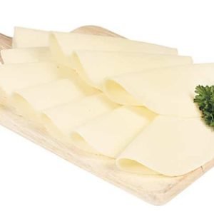 Sliced Provolone Cheese with Garnish on Wooden Surface Food Picture