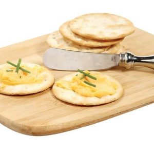 Spreadable Cheese with Crackers and Garnish on Wooden Surface Food Picture