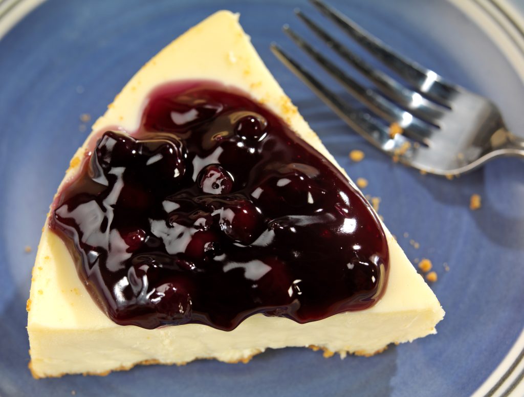 Slice of Plain Cheesecake with Blueberries Food Picture