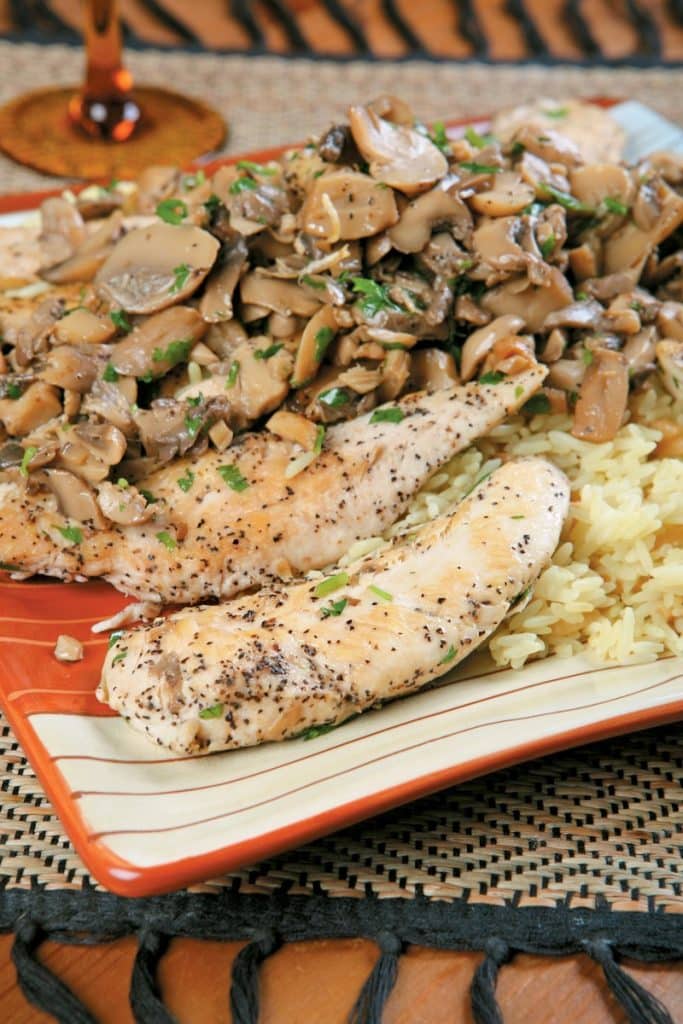 Chicken with Black Pepper, Mushrooms, and Rice Food Picture