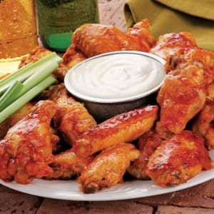 Hot Wings with Ranch Dressing on Table Food Picture
