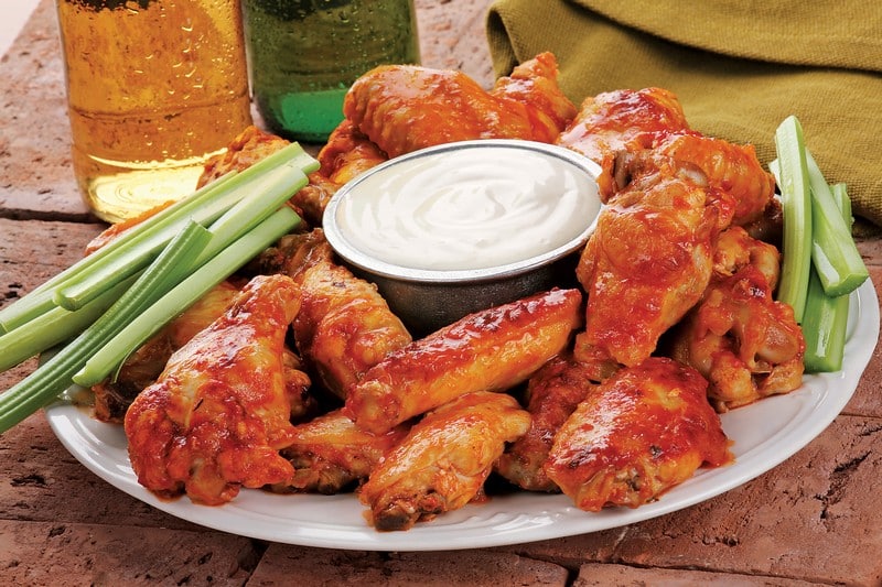 Hot Wings with Ranch Dressing on Table Food Picture
