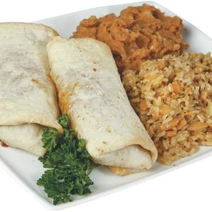 Chimichangas on a Plate with Rice Food Picture