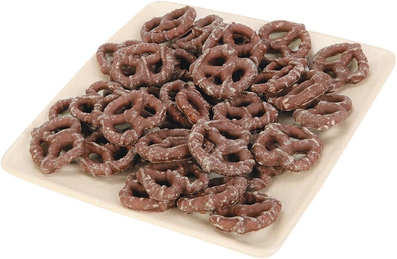 Chocolate Covered Pretzels on a Plate Food Picture