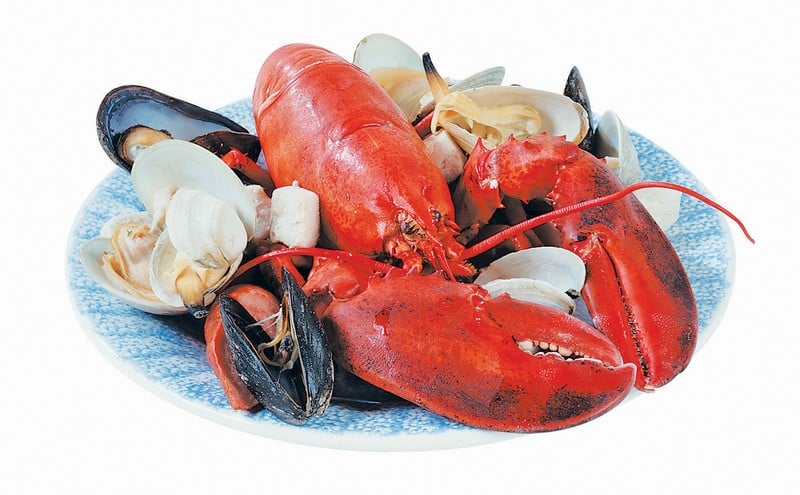 Clambake On A Blue And White Plate Food Picture