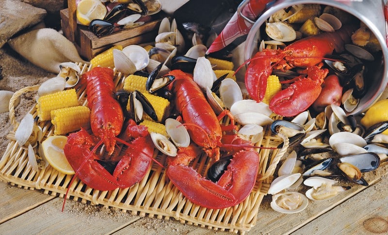 Clambake close up on the beach Food Picture