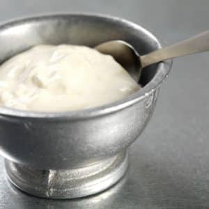 Fresh Clotted Cream in Aluminum Bowl Food Picture