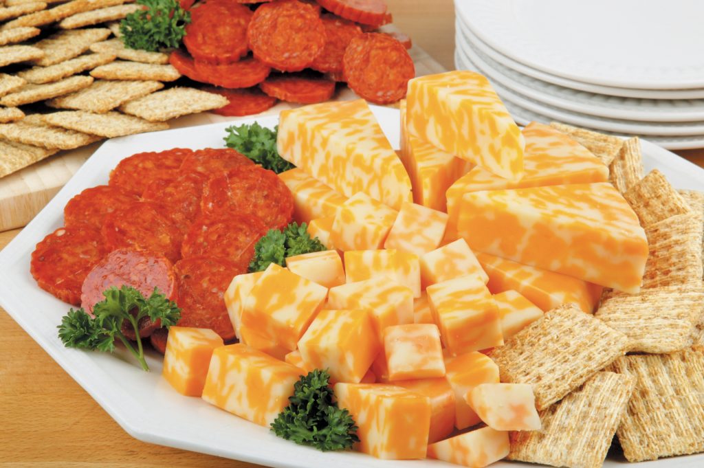 Crackers with Cheese and Pepperoni Food Picture