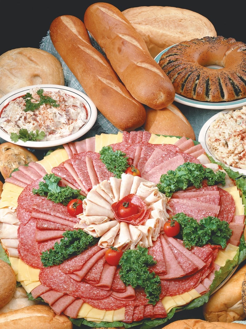 Cold Cut Assortment with Bread Assortment and Potato Salad Food Picture