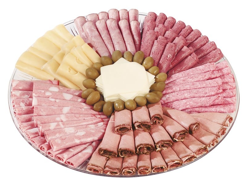 Cold Cut Assortment on Clear Tray Food Picture