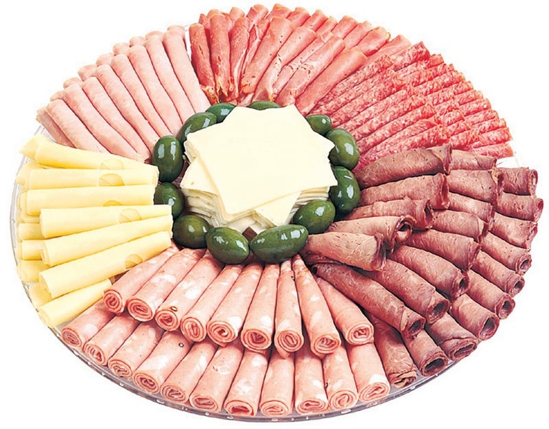 Cold Cut Assortment on Tray with White Background Food Picture