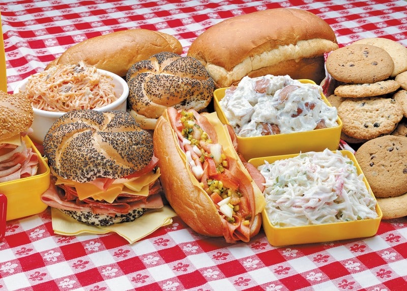 Cold Cut Assortment on Red Checkered Tablecloth Food Picture