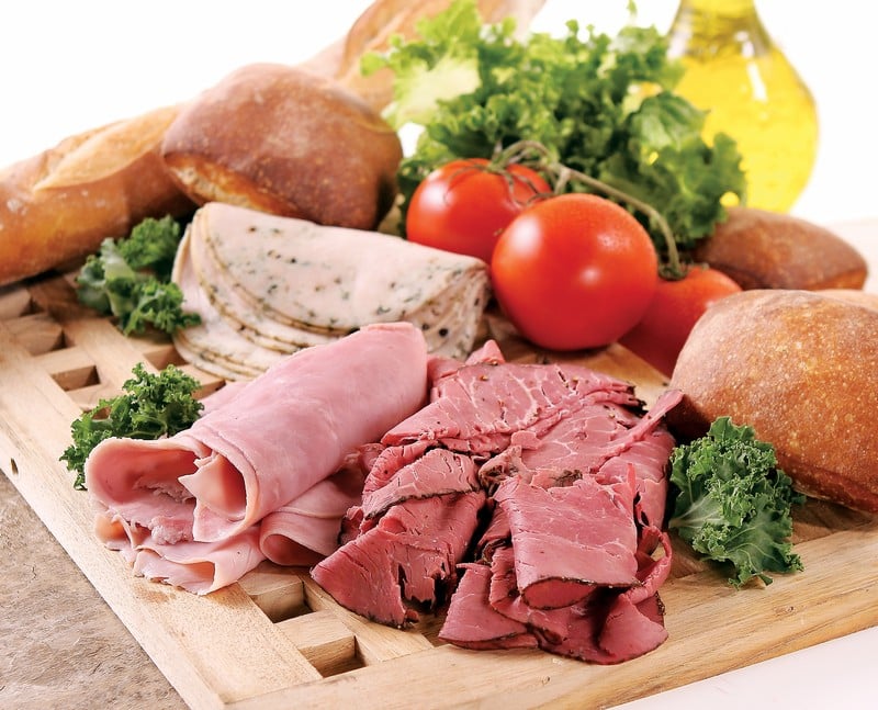 Cold Cut Assortment on Wooden Board Food Picture