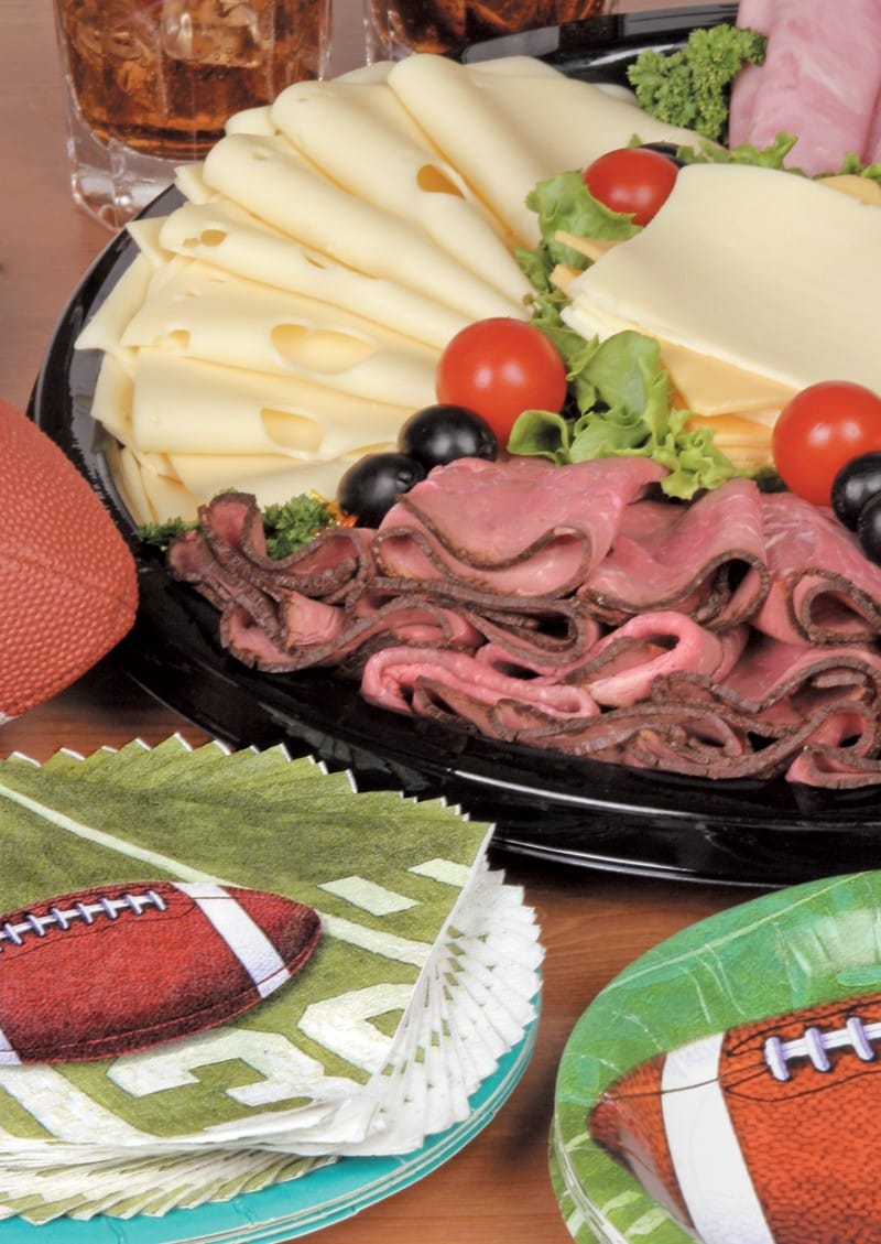 Cold Cut Assortment and Football Napkins and Plates Food Picture