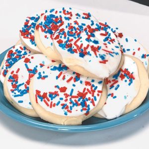 Fourth of July Cookies on Blue Plate Food Picture