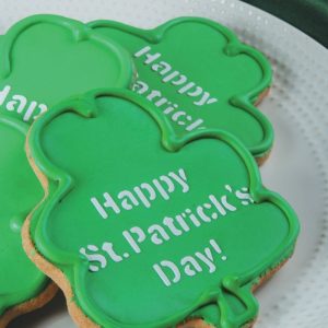 Shamrock Cookie on White Plate Food Picture