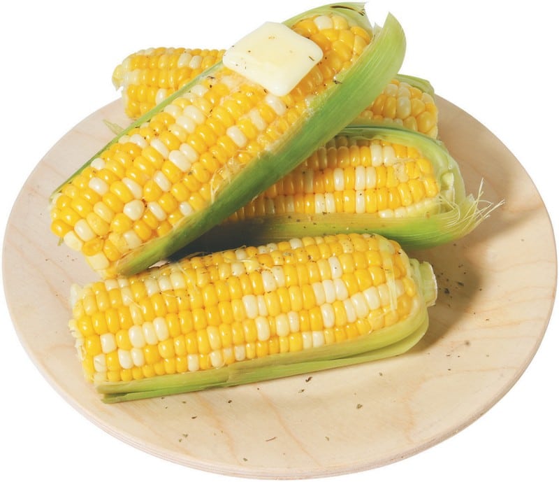 Corn on the Cob on a Wooden Board Food Picture