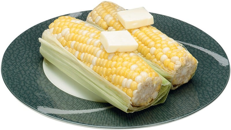 Corn on the Cob on a Plate with Butter Food Picture