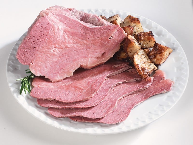 Thin Sliced Point Cut Corned Beef Brisket with Potatoes Food Picture