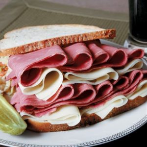 Corned Beef Sandwiches on White Plate Food Picture