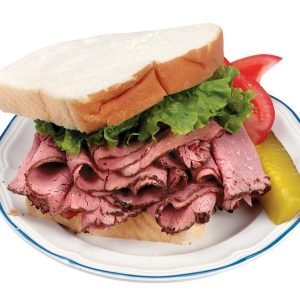 Corned Beef Sandwich on White Plate Food Picture