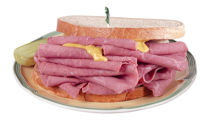 Corned Beef Sandwich on Plate Food Picture