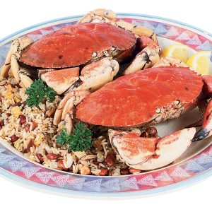 Crab with Garnish on Decorative Plate Food Picture