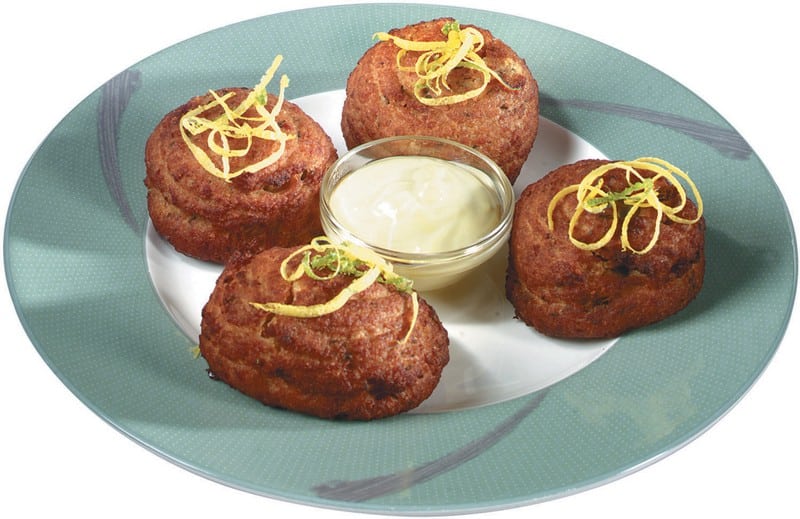 Crab Cakes on a Plate with Sauce Food Picture