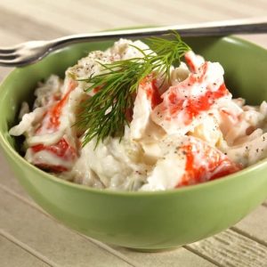 Freshly Prepared Crab Salad With Rosemary Garnish Food Picture