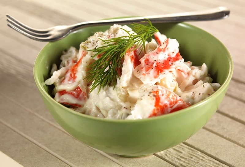 Freshly Prepared Crab Salad With Rosemary Garnish Food Picture