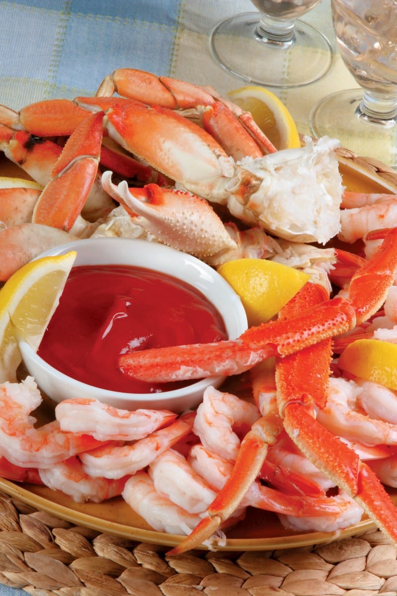 Shrimp and Crab Platter with Lemon and Dipping Sauce Food Picture