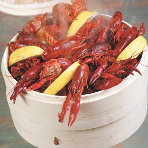 Crawdad with Lemon Wedges in Steamer Food Picture