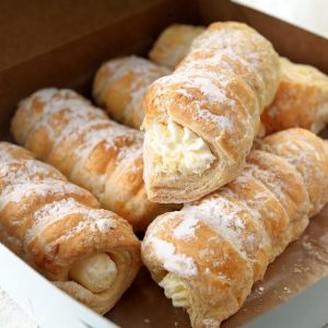 Bakery Box of Freshly Filled CrÈme Horns Food Picture