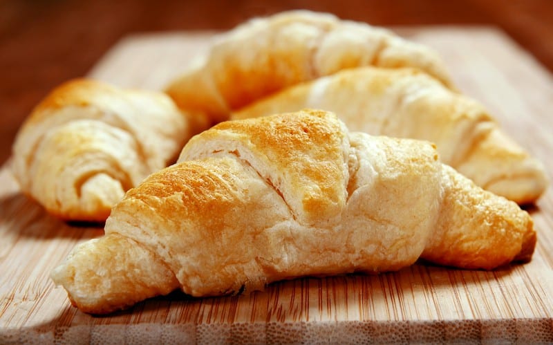French Croissants on Bamboo Cutting Board Food Picture
