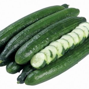 Whole and Sliced English Cucumbers Isolated Food Picture