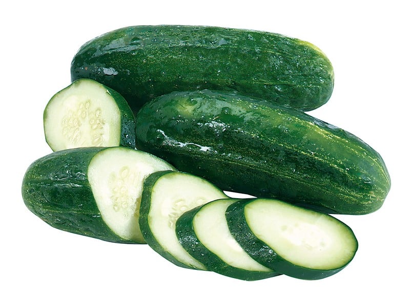 Whole and Sliced Pickling Cucumbers Isolated Food Picture