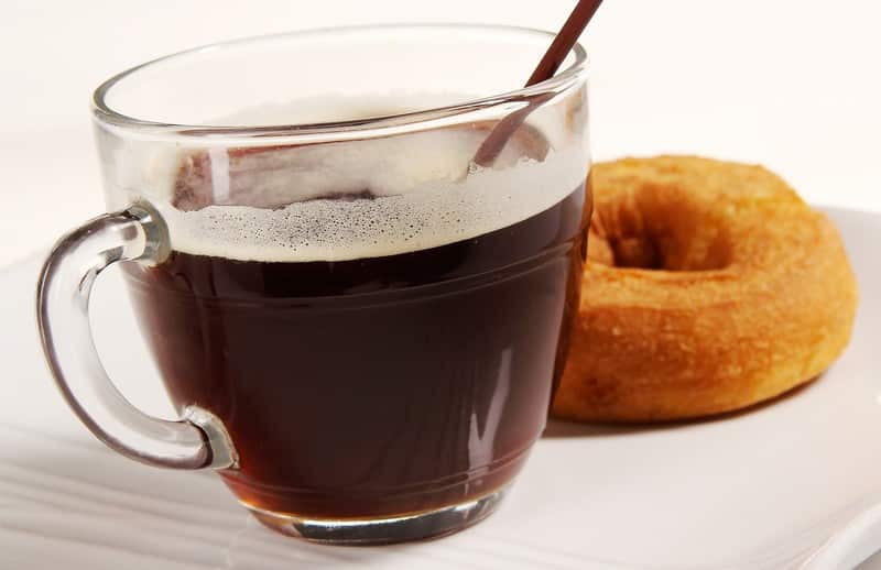Cup of Coffee with Donut on Plate Food Picture