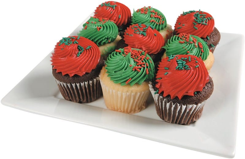 Christmas Cupcakes on White Plate Food Picture